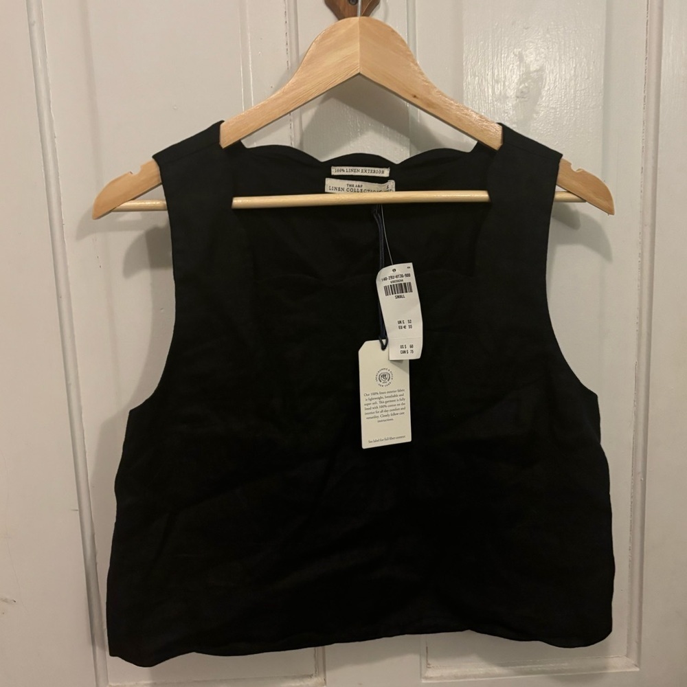 Abercrombie & Fitch Black 100% Linen Tank Top Size Small - Picture 2 of 6